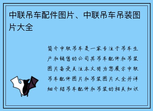 中联吊车配件图片、中联吊车吊装图片大全
